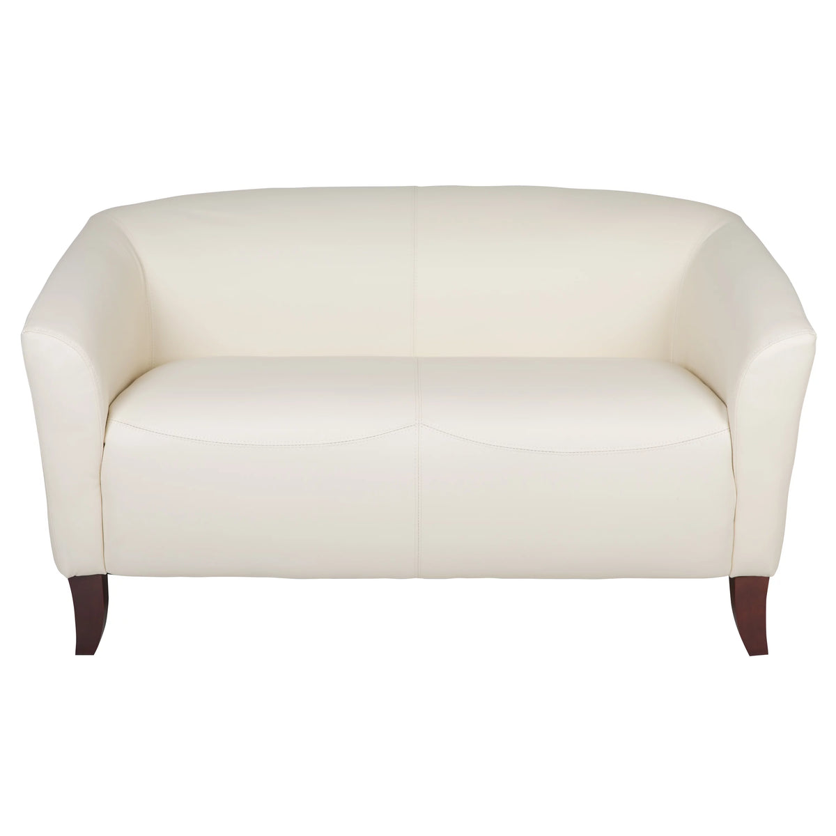 Ivory LeatherSoft Loveseat with Cherry Wood Feet D818922