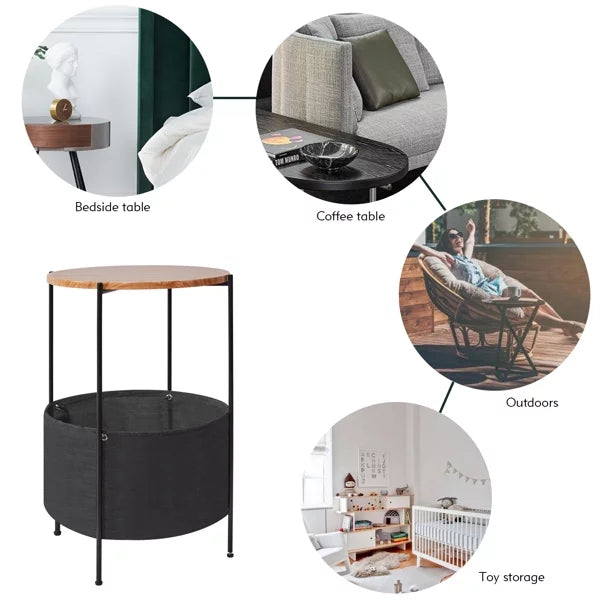 Round Side Table with Storage Basket K837