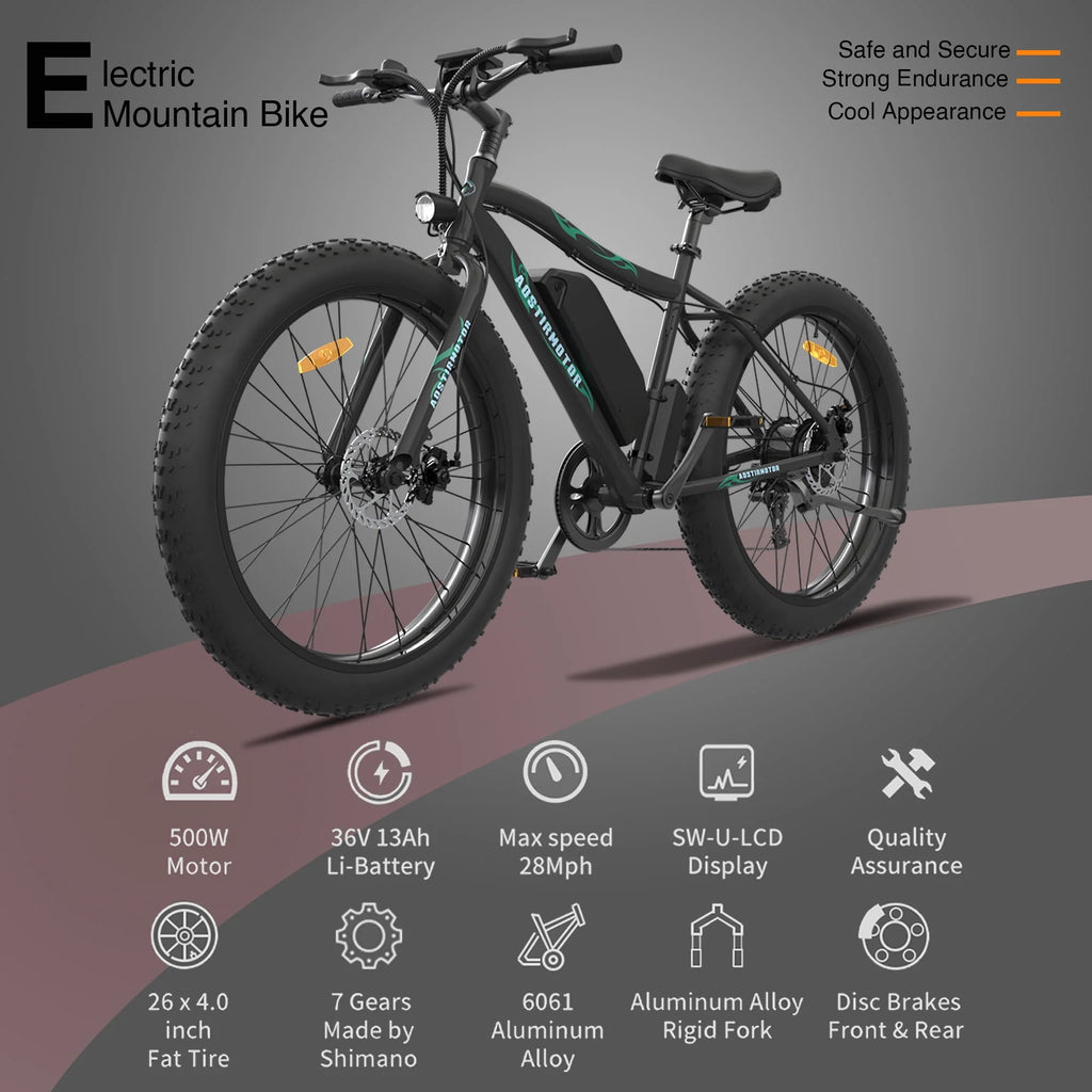 750W Electric Bike Fat Tire with Removable Lithium Battery A11164