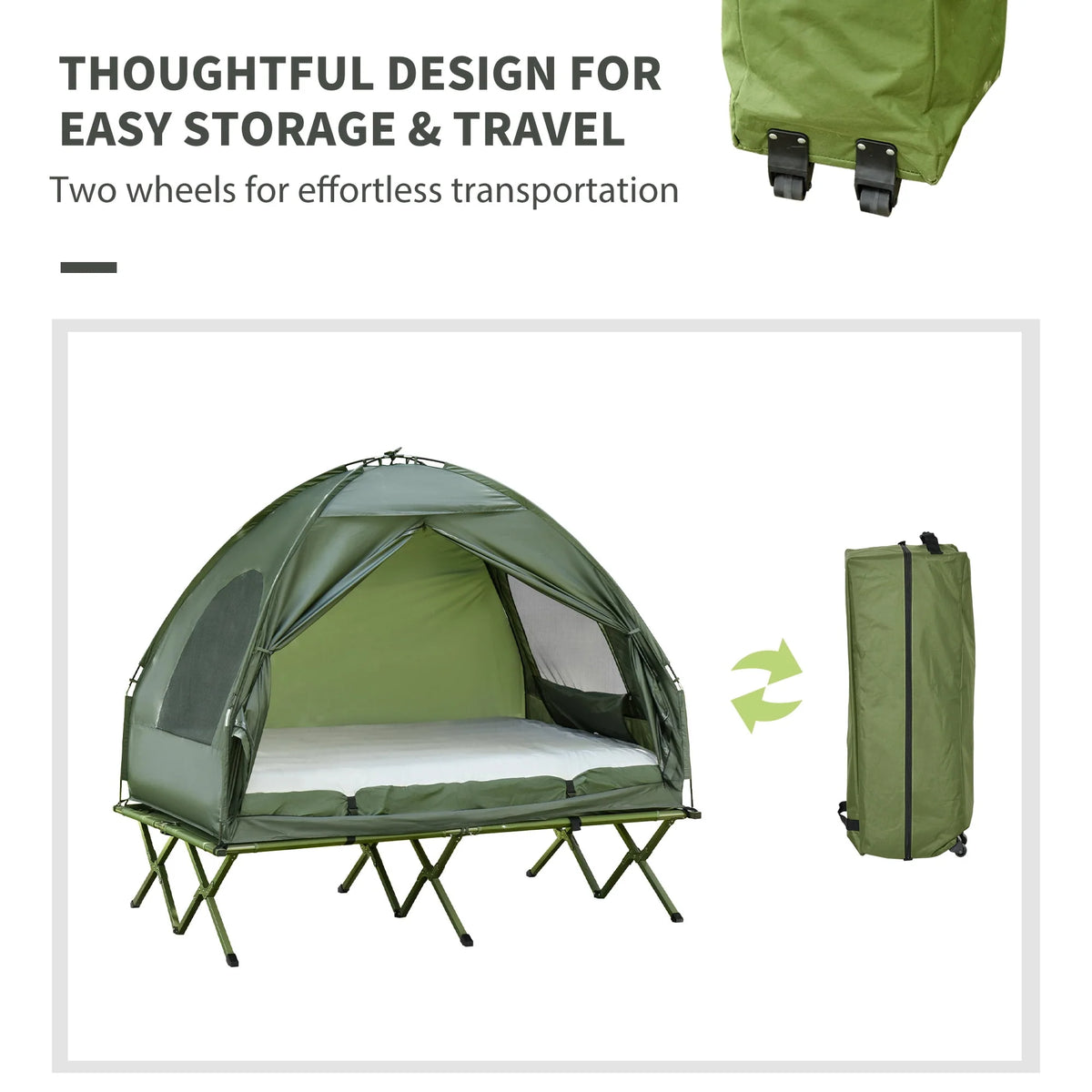2 Person Foldable Camping Cot with Tent L800
