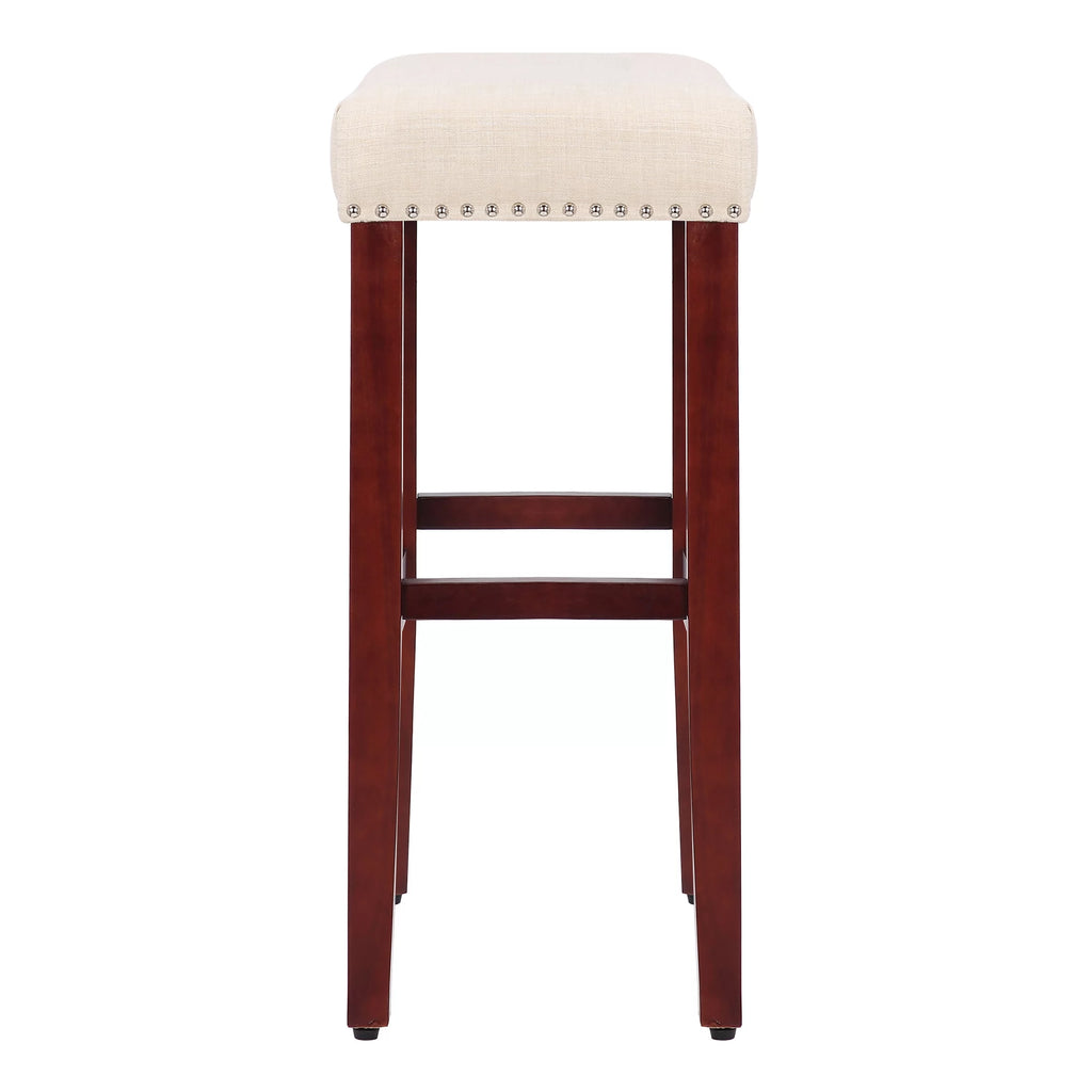 29 Inch Beige Upholstered Wood Bar Stools Z29570