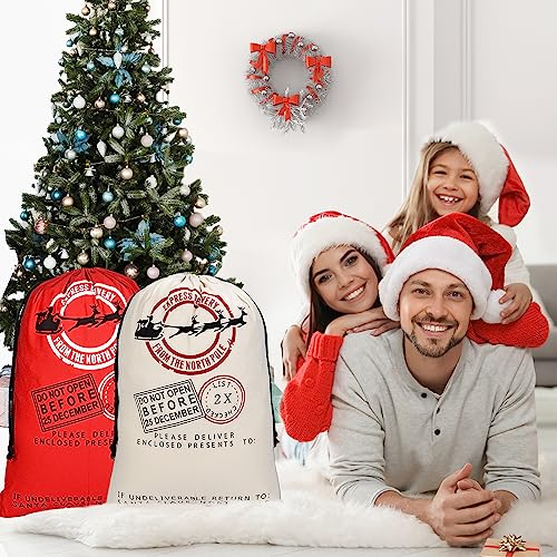6 Pack Large Cotton Canvas Drawstring Gift Sacks I4431