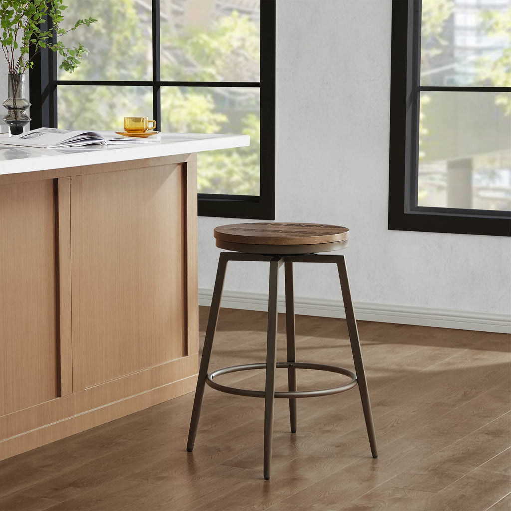 26" Swivel Counter Height Bar Stools Set of 3 Wood X542488