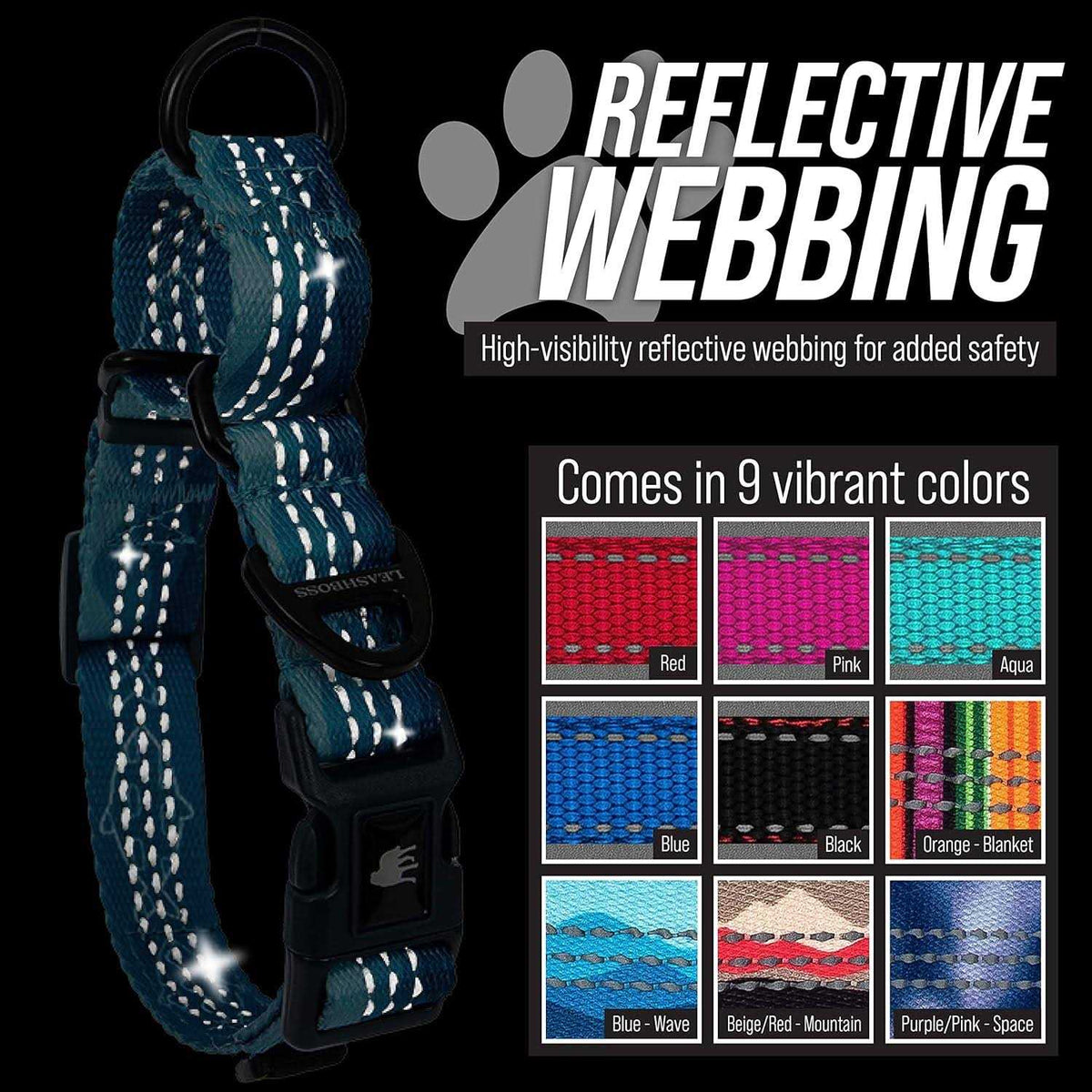 Patterned Fabric Martingale Dog Collar B8369