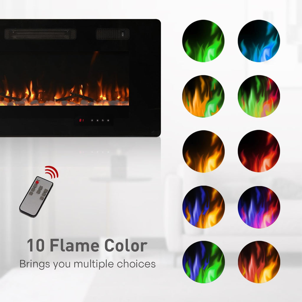 60 inch Recessed Wall Mounted Electric Fireplace Heater with Remote Control O254