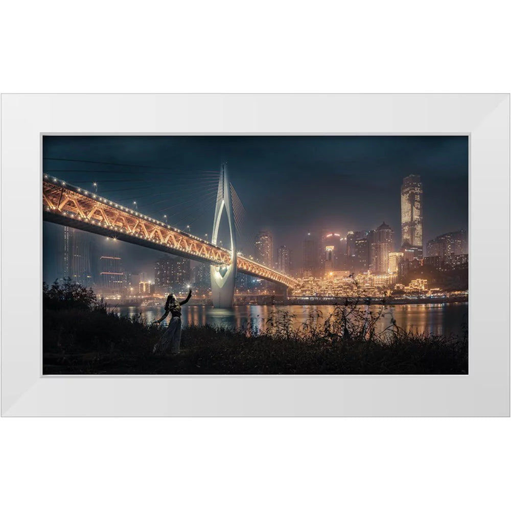 White Modern Wood Framed Art Print E24421