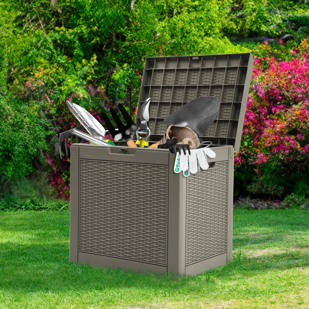 32 Gallon Waterproof Resin Rattan Deck Box E9811
