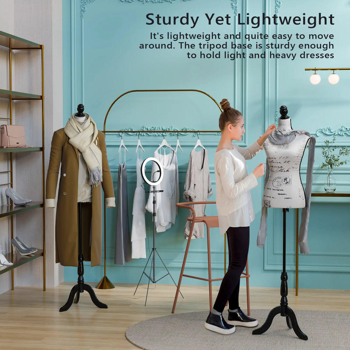 Pinnable Dress Form Mannequin Body Torso with Tripod Base Stand Q23004