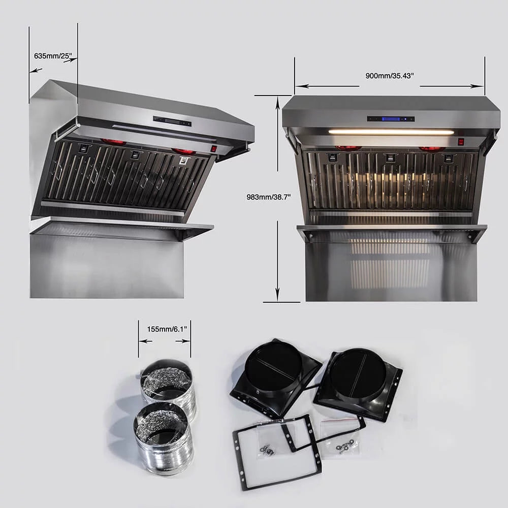 36 inch Stainless 1200 CFM Wall Mount Range Hood S2276