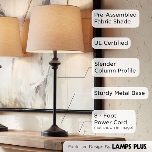 Set of 2 Dark Bronze Brown Metal Table Lamps H121145