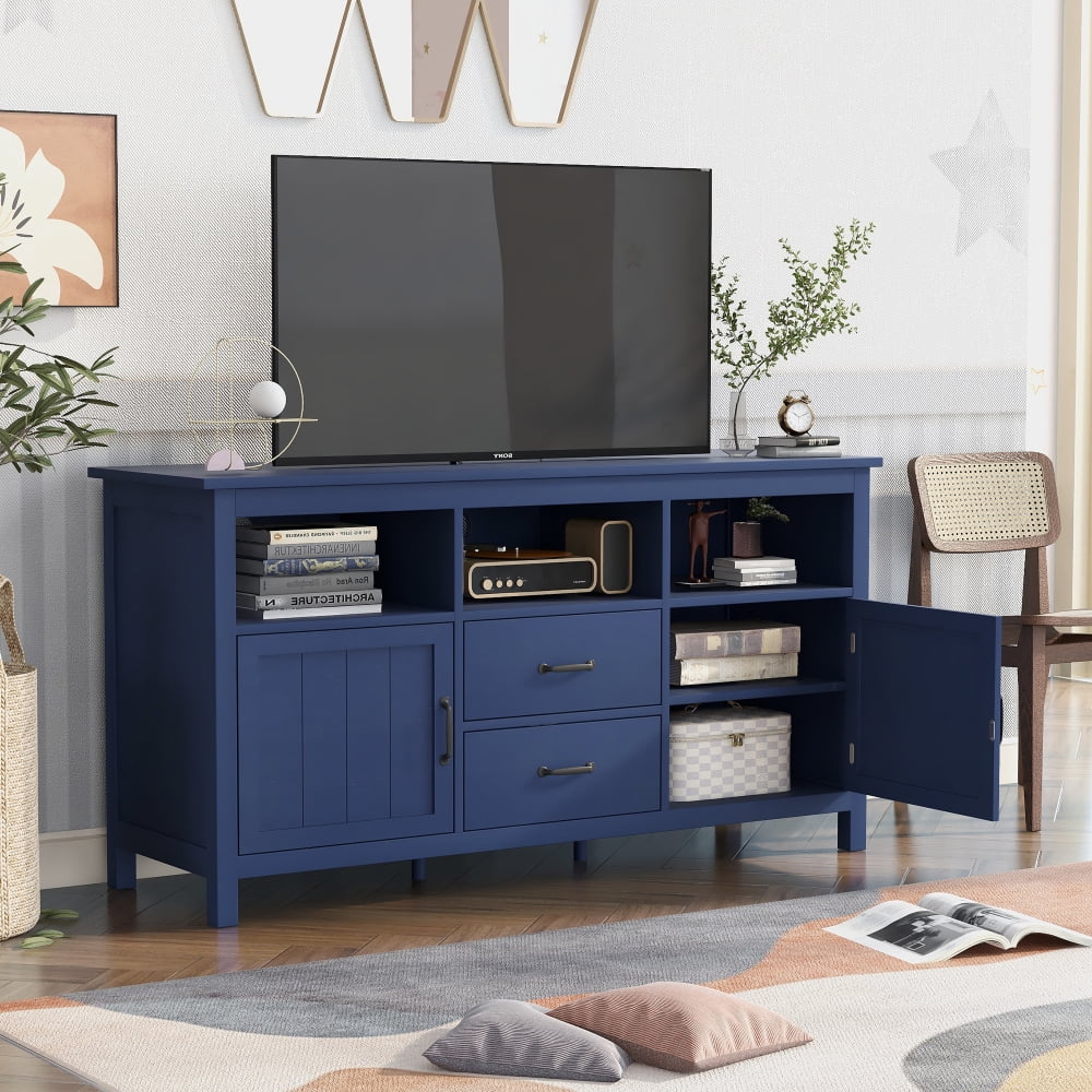Open Style Cabinet with Sideboard, 2 Doors and 2 Drawers, Navy D741605