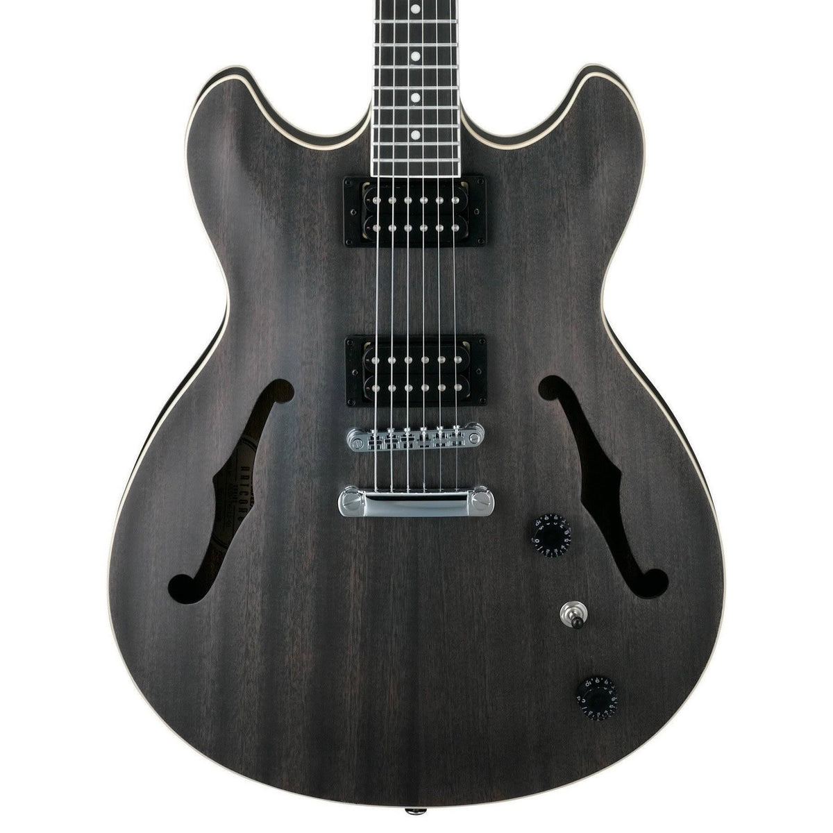 Semi-Hollow Electric Guitar Flat Transparent Black F200776