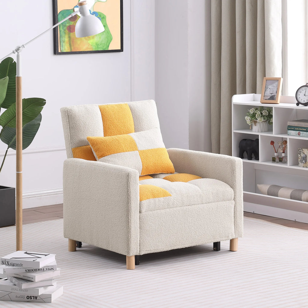 3-in-1 Convertible Sleeper Chair Bed Yellow U421565