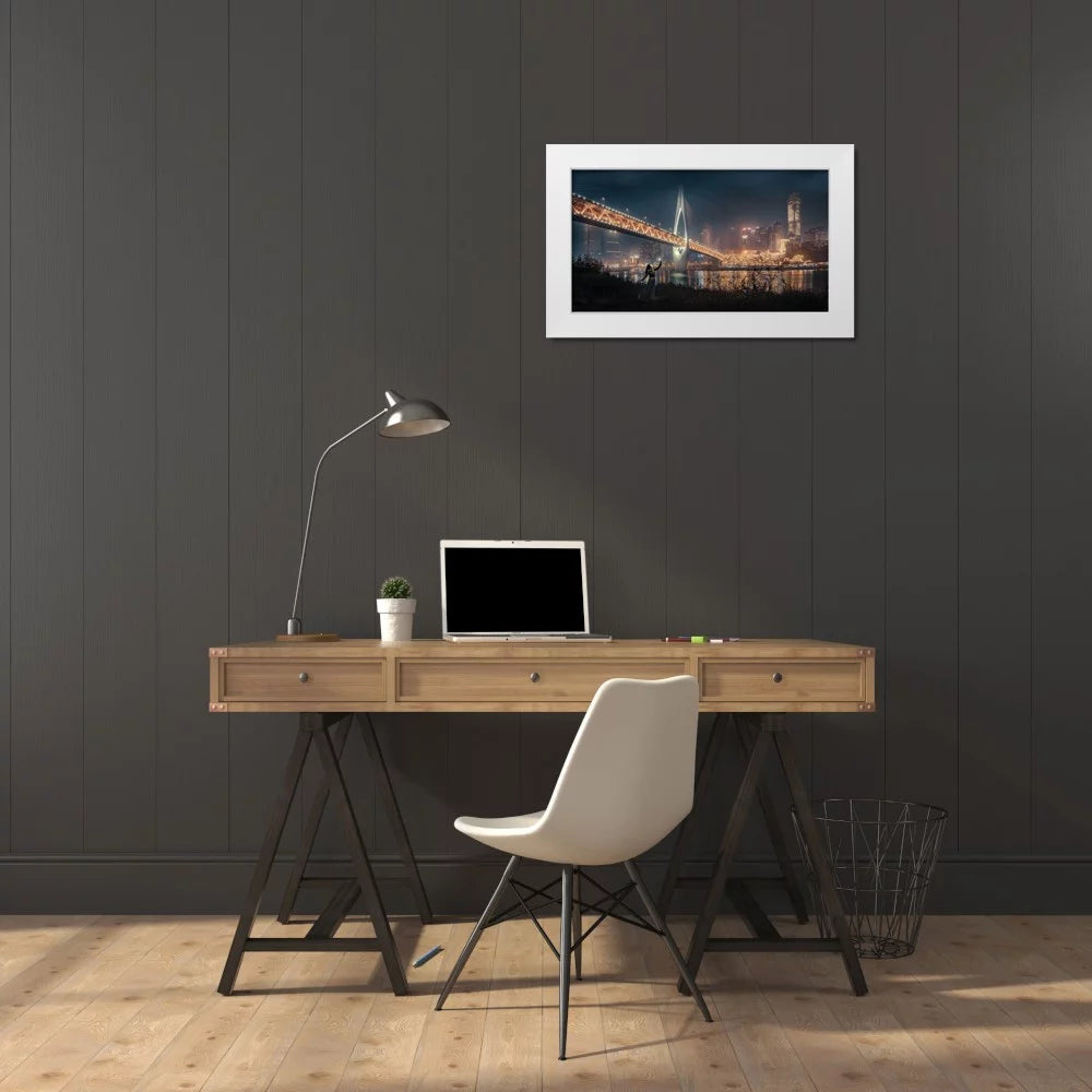 White Modern Wood Framed Art Print E24421