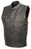 Black Premium Buffalo Leather Club Style Vest O197353