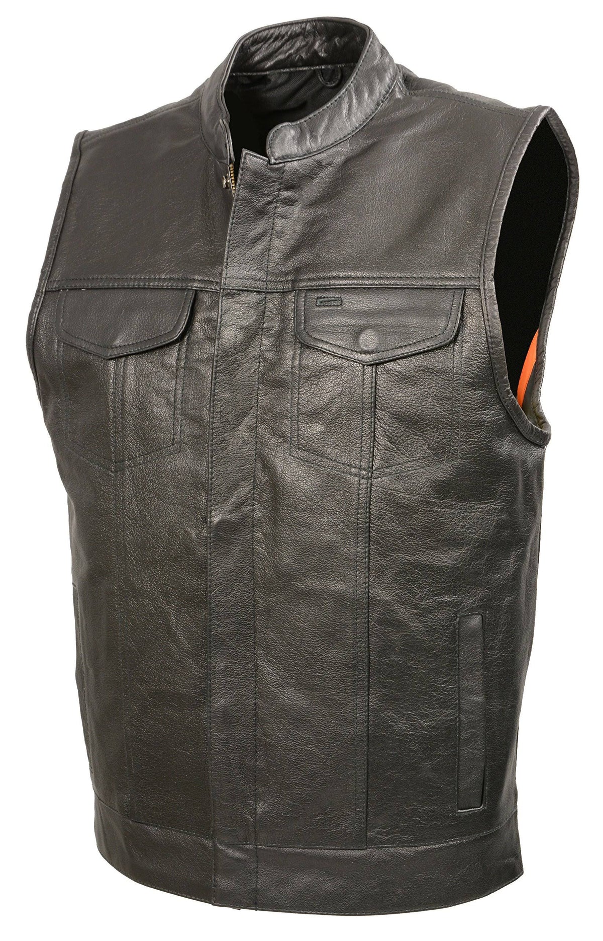 Black Premium Buffalo Leather Club Style Vest O197353