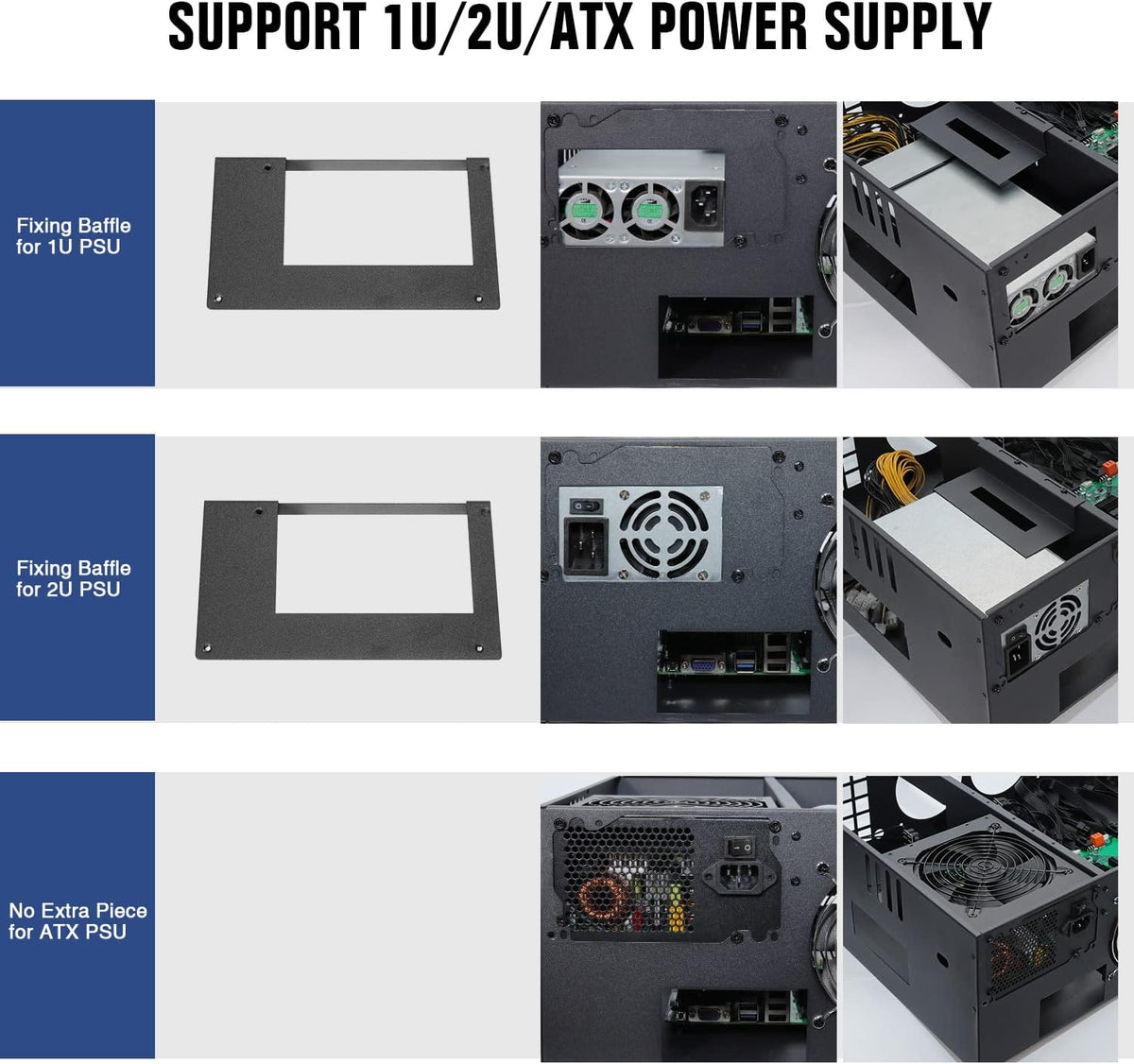 8 Ports GPU Mining Frame Case with 4 Cooling Fans Black U569003