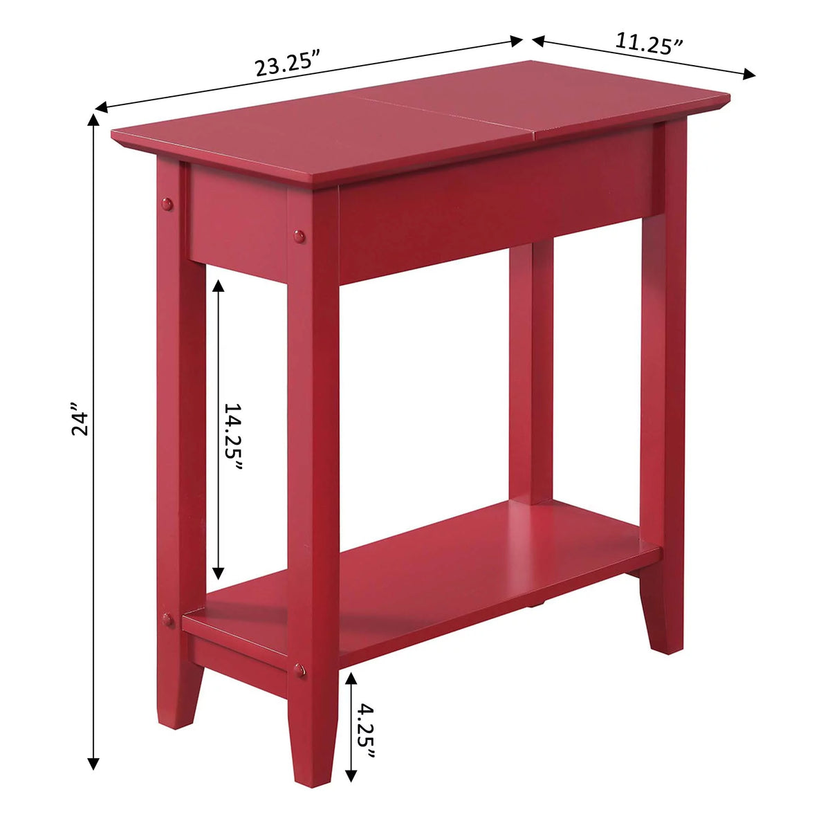 Cranberry Red Flip Top End Table with Shelf C101