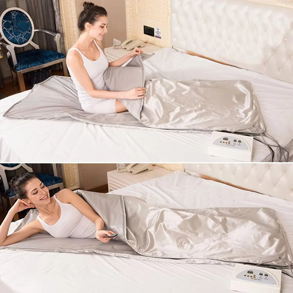 Portable Digital Far-Infrared 2-Zone Gray Sauna Blanket T3089