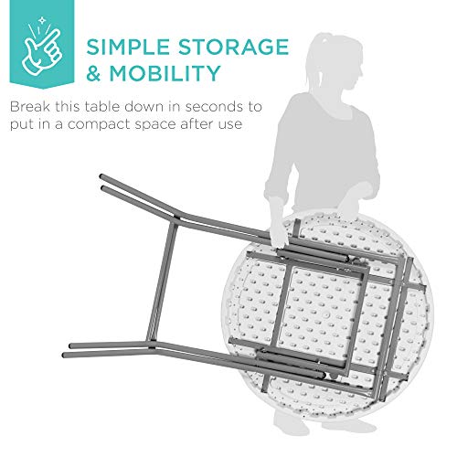 32in Round Folding Bar Height Table White B7673