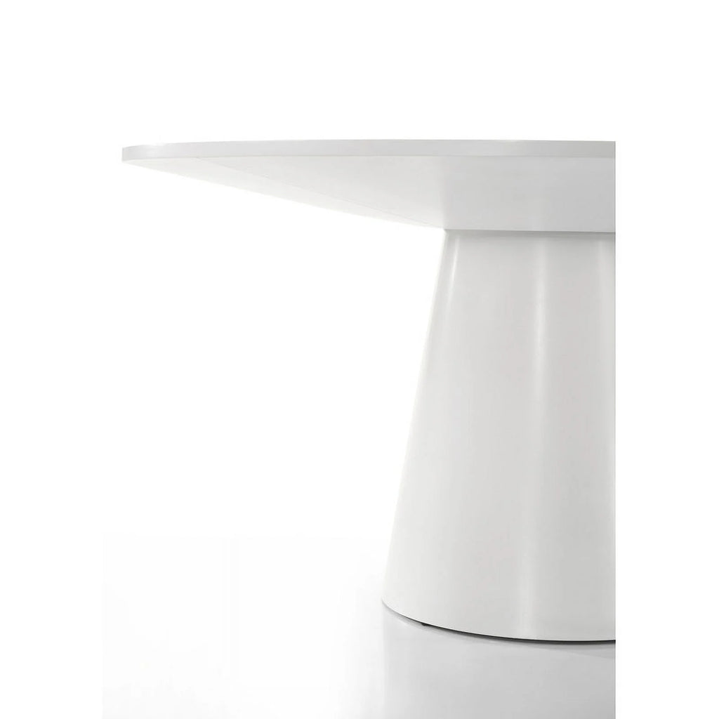 White Wood Round Dining Table with Pedestal Base F979