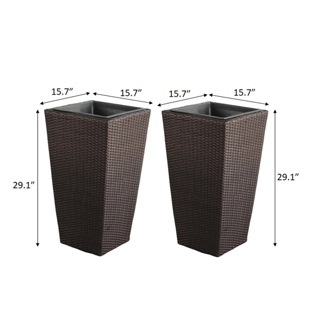 Rectangular All-Weather Wicker Planter with Plastic Liner Z163158