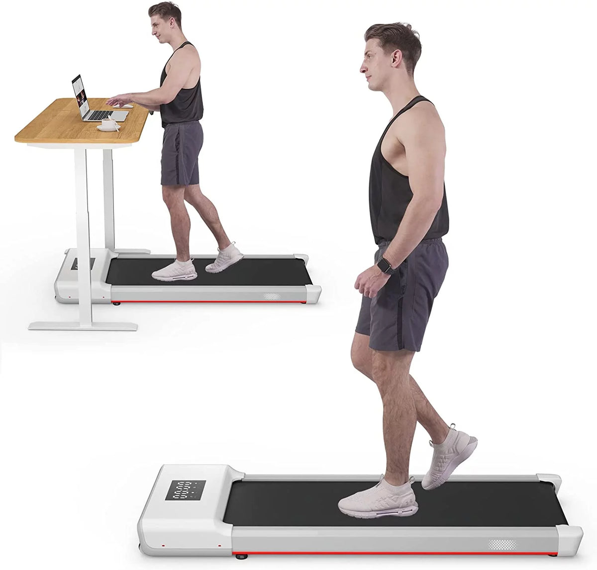 0.6-3.8 MPH 2 in 1 Walking Treadmill White O3889