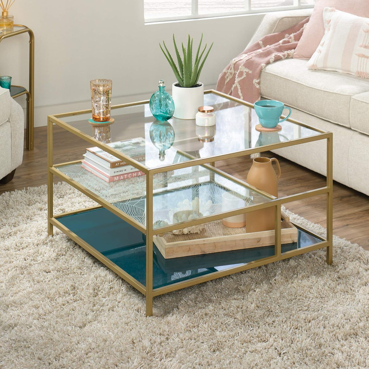 Coffee Table, Satin Gold Finish N36034