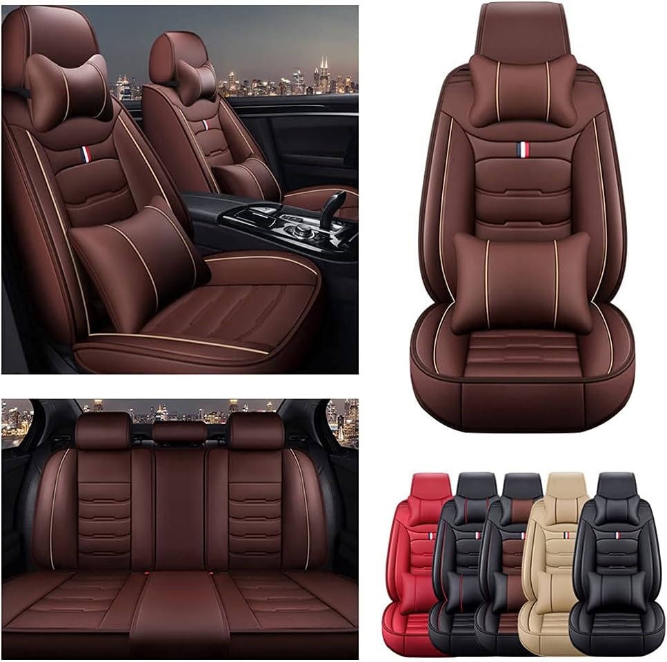 Brown Car Seat Covers with Headrest Backrest Cushions Z204