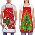 2Pcs Christmas Tree Snowman Kitchen Cooking Aprons E41600