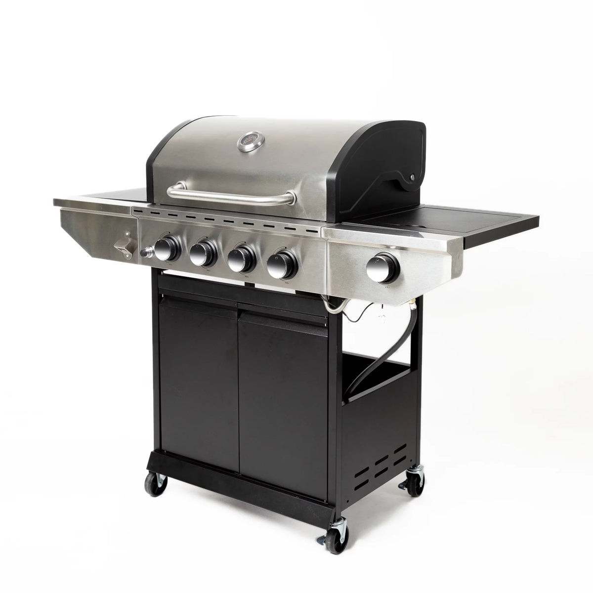 3-Burners Propane Gas Grill with Side Burner & Thermometer Stainless Steel T450105