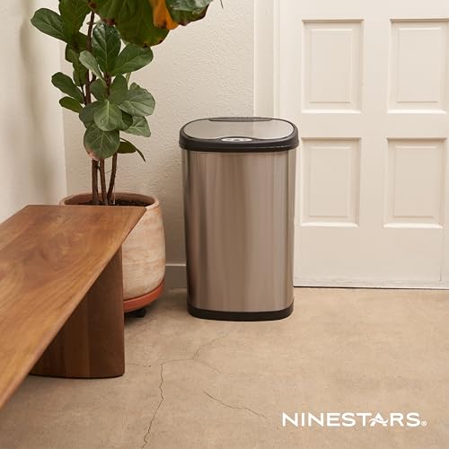 Automatic Touchless Motion Sensor Semi-Round Trash Can/Recycler, 18.5 Gal. 70 L., Stainless Steel K855879