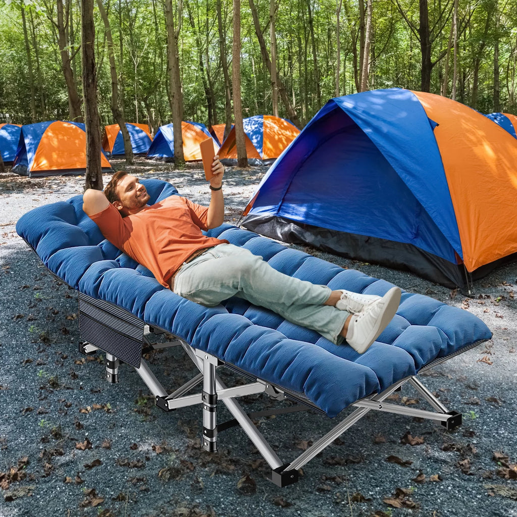 2 Pack Folding Camping Cot with Mattress and Carry Bag T643