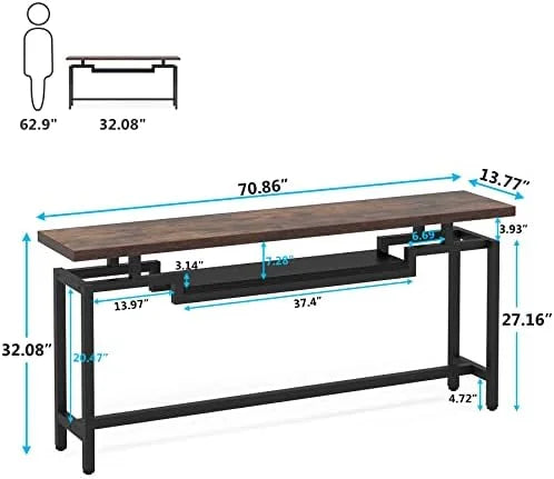 70 inch Narrow Long Console Table with 2 Tiers S94353