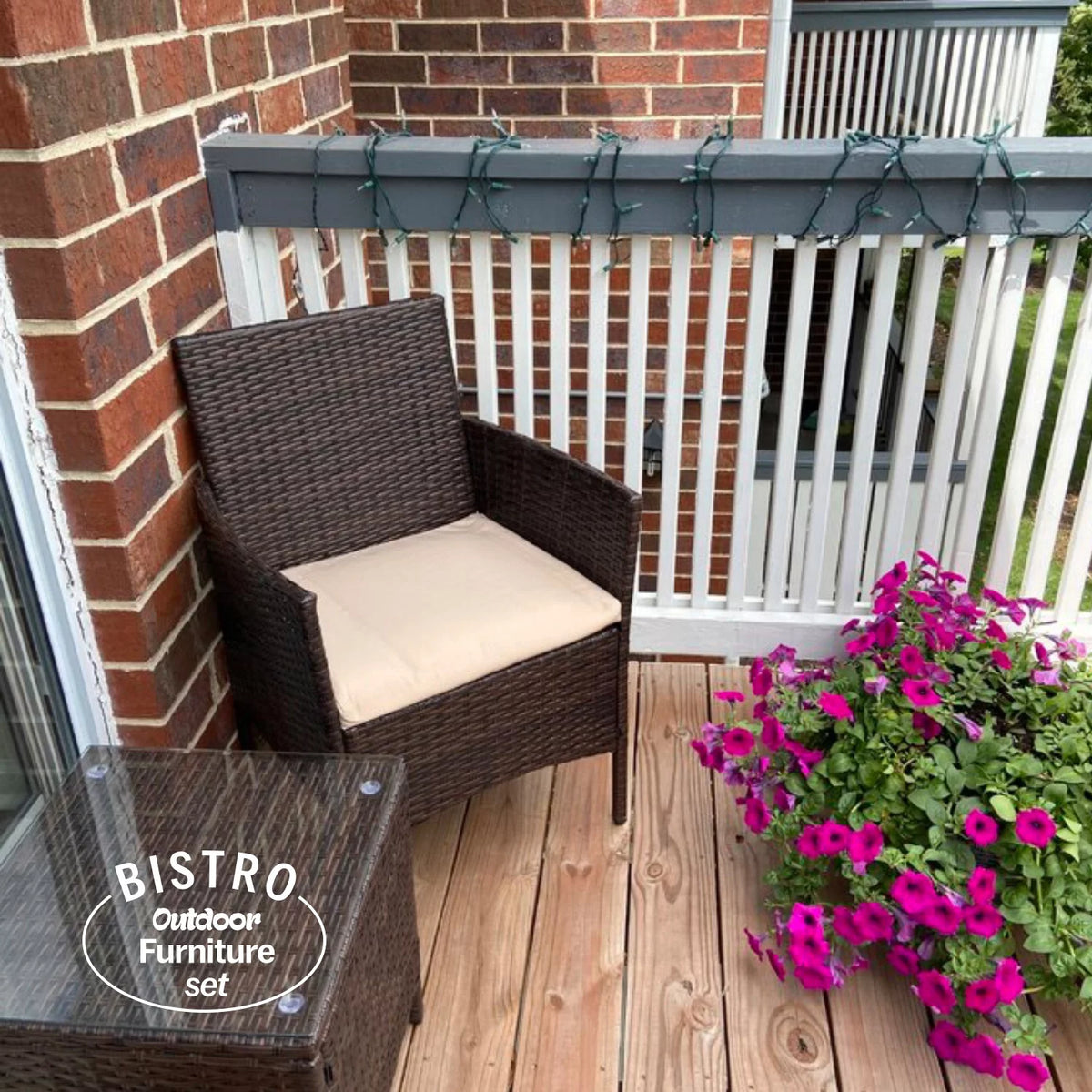 3 Piece Rattan Bistro Patio Furniture Set N106
