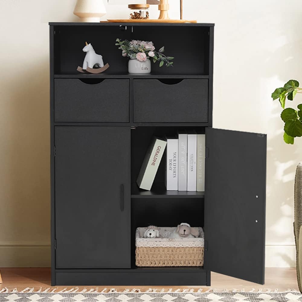 White Bathroom Floor Cabinet with 2 Drawers G41982