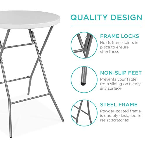 32in Round Folding Bar Height Table White B7673