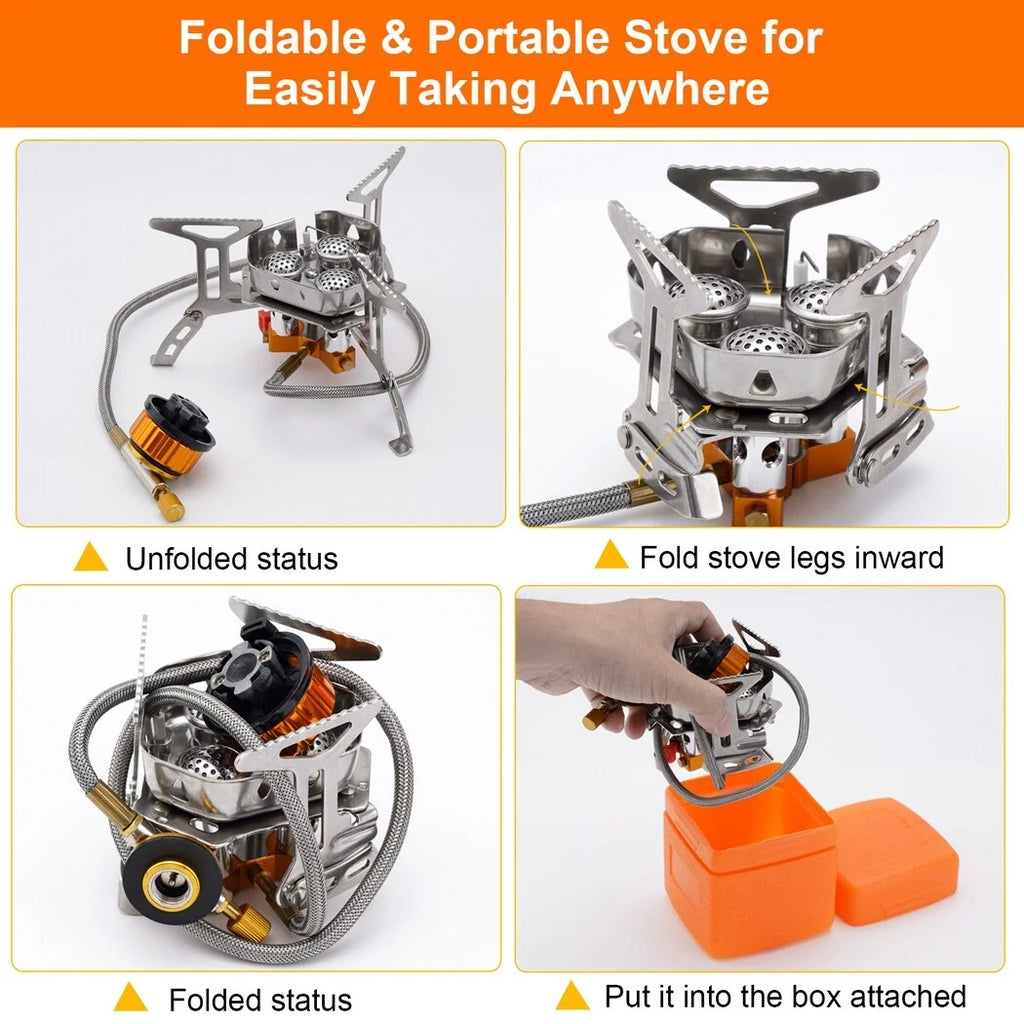 5800W Portable Foldable Camping Gas Stove with Piezo Ignition D9996