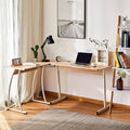 Oak L Shape Computer Desk with Cable Management A86844