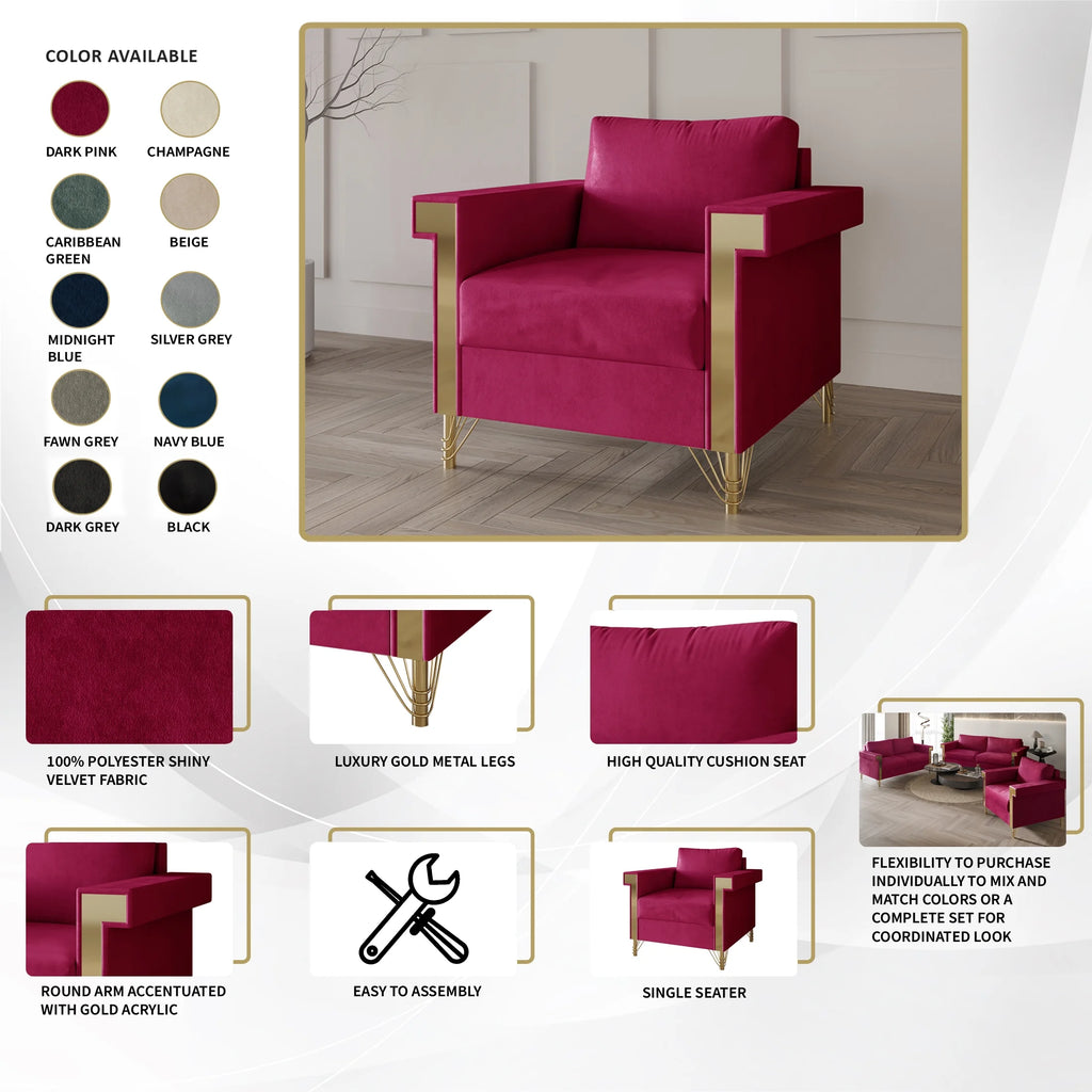 Beige Velvet Upholstered Armchair N310726