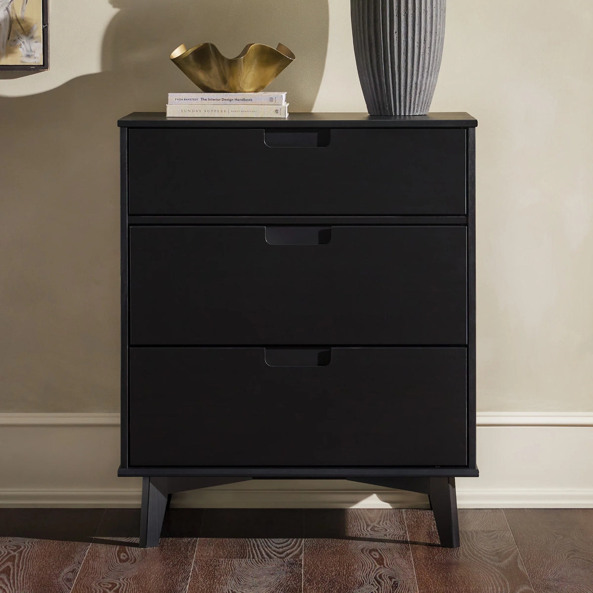Solid Wood Walnut 3-Drawer Dresser Y574729