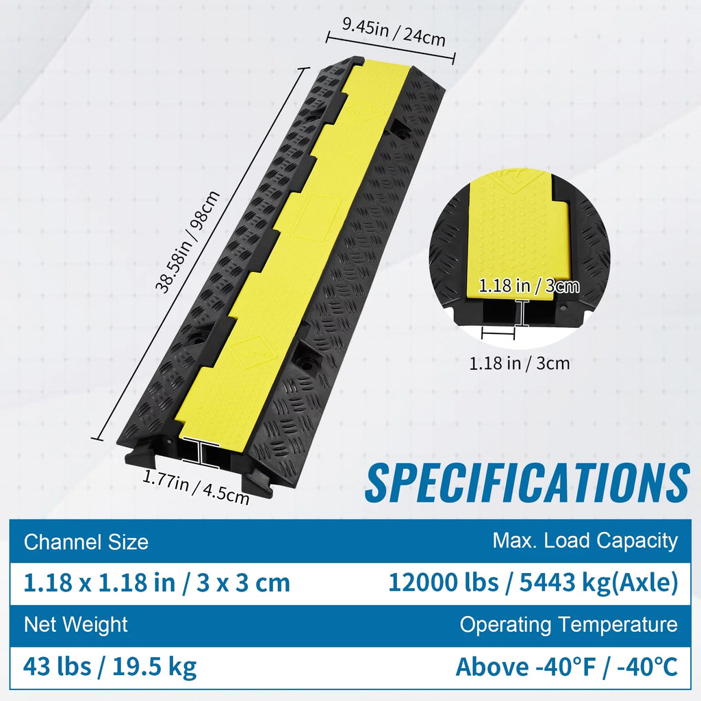 3 PCs 2 Channel Cable Protector Ramp J144589