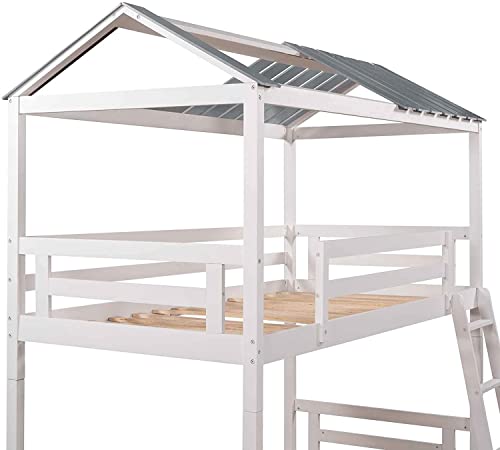 Queen Size Murphy Bed with Desk and 8 Shelves White L186745