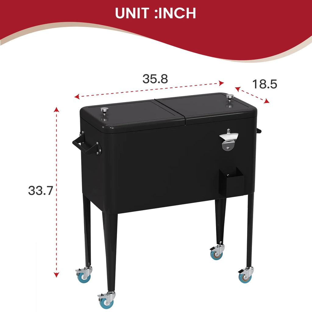 80 Quart Rolling Ice Cooler with Wheels and Bottle Opener A520632