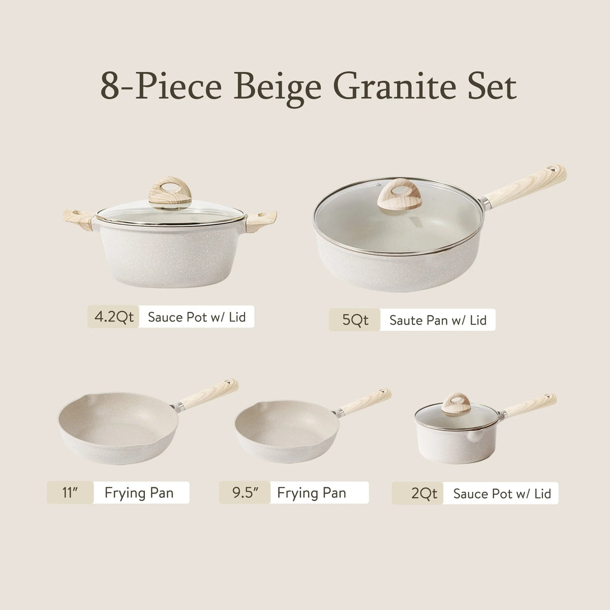 Nonstick 8 Pcs Induction Cookware Set T65010