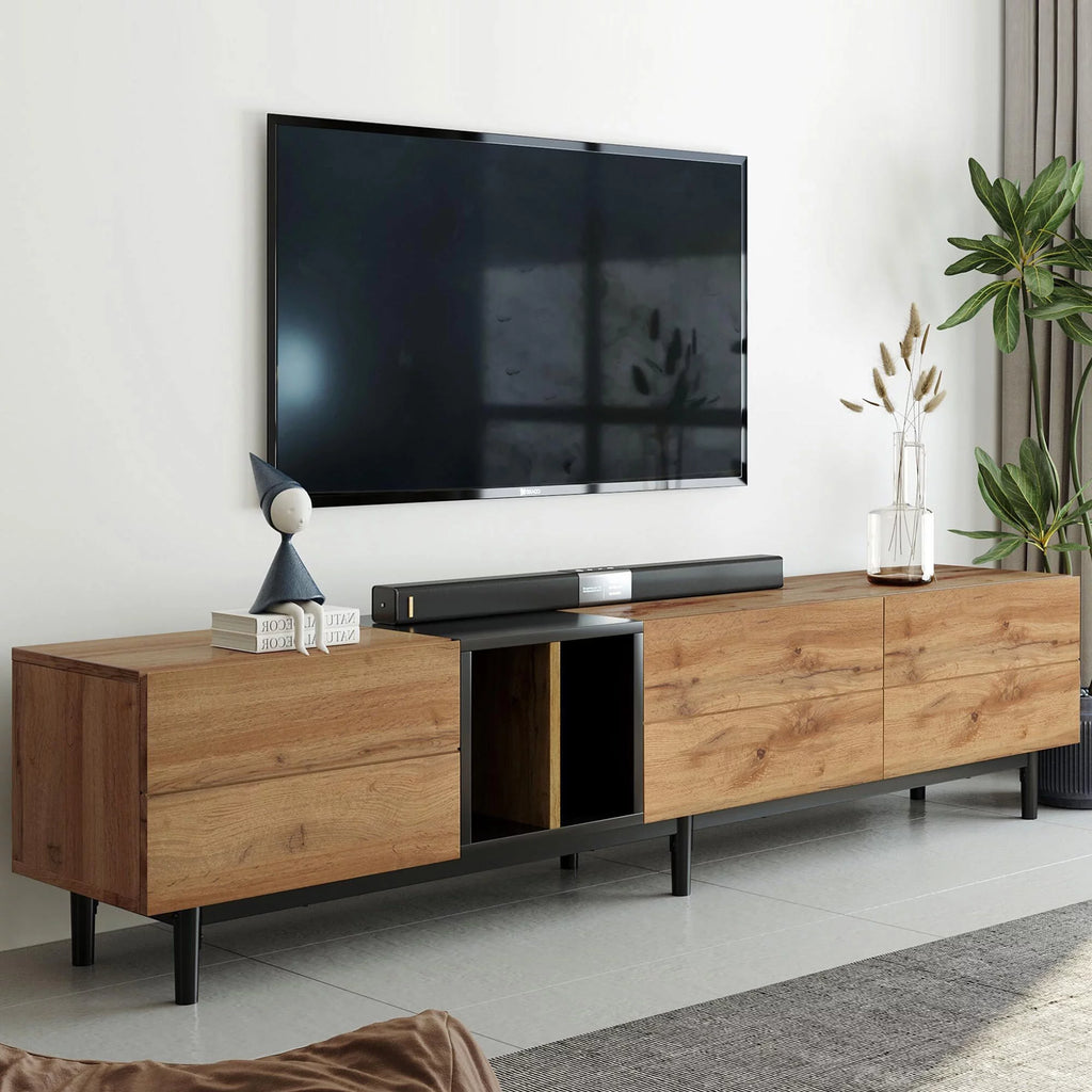Mid-Century Modern TV Stand with 3 Doors R789889