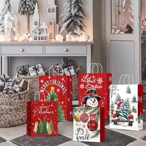 24 Christmas Gift Paper Bags with Handles D35707