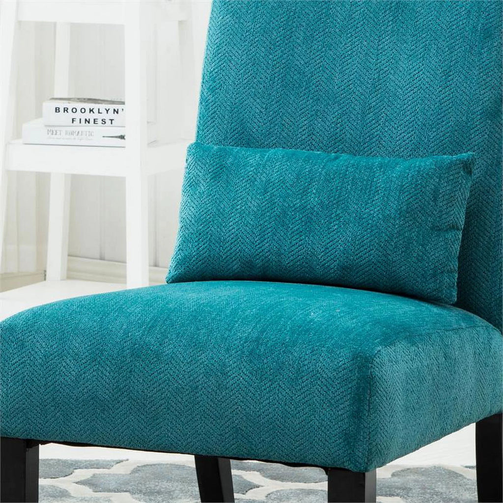 Teal Blue Chenille Accent Chair with Pillow S803