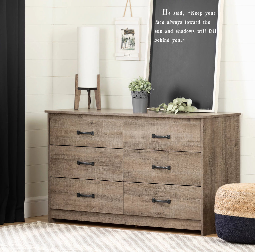 6 Drawer Weathered Oak Dresser S66529