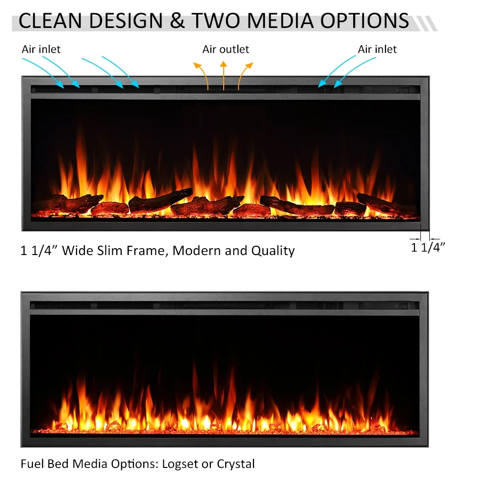 50 Inches Wall Mount Electric Fireplace O81606
